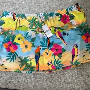 Lane Bryant Tropical Parrot Print  Swim Skirt Size 10